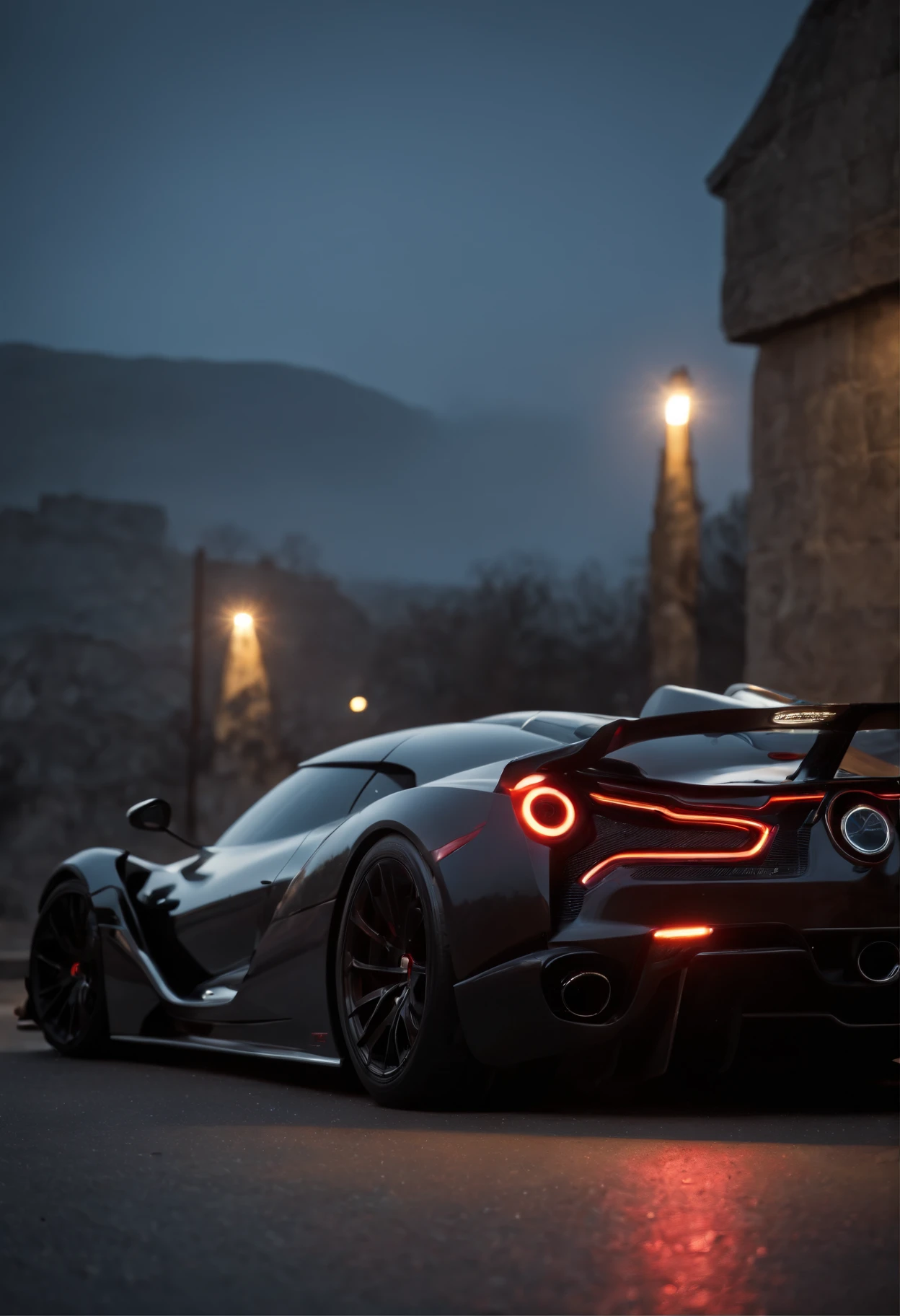 Detailed raw HD photo medium-distance photo of a (GTR hypercar) , showroom, parked in a parcade (darkly lit, dimly lit, discreet) grunge , menacing urban environment, metal tubes, concreating, decay, micro-details, hyperdetailed, raytracing, realism, crystal clear, photorealism, photorealistic,
(nocturnal, pitch, moody and dark:1.3) (bright headlights: 1.2)