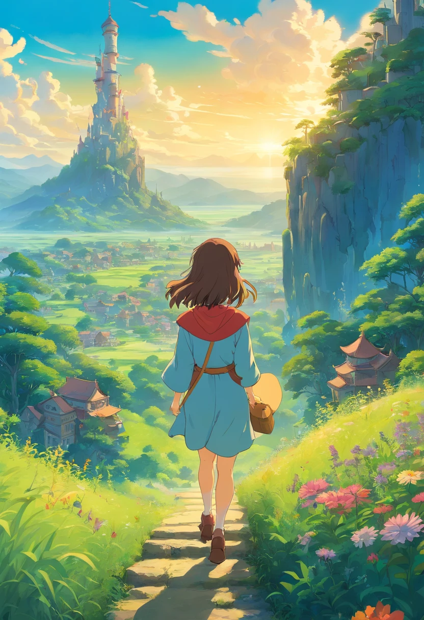 ((1girl in a fantastic landscape)),((fantasy)),beautiful,((fantasy)),detailed,4k,masterpiece,studio ghibli
