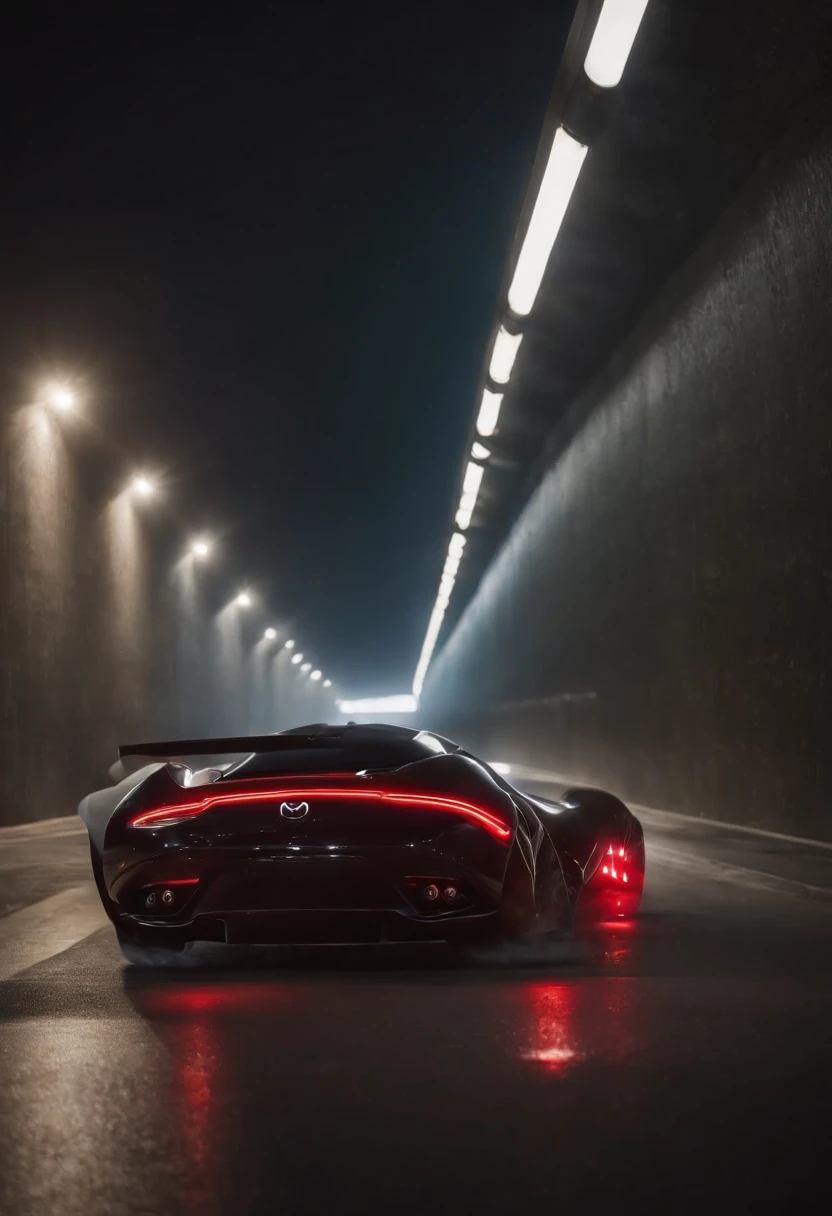 Detailed raw HD photo medium-distance photo (mazda hypercar) , showroom, parked in a parcade (darkly lit, dimly lit, discreet) grunge , menacing urban environment, metal tubes, concreating, decay, micro-details, hyperdetailed, raytracing, realism, crystal clear, photorealism, photorealistic,
(nocturnal, pitch, moody and dark:1.3) (bright headlights: 1.2)
