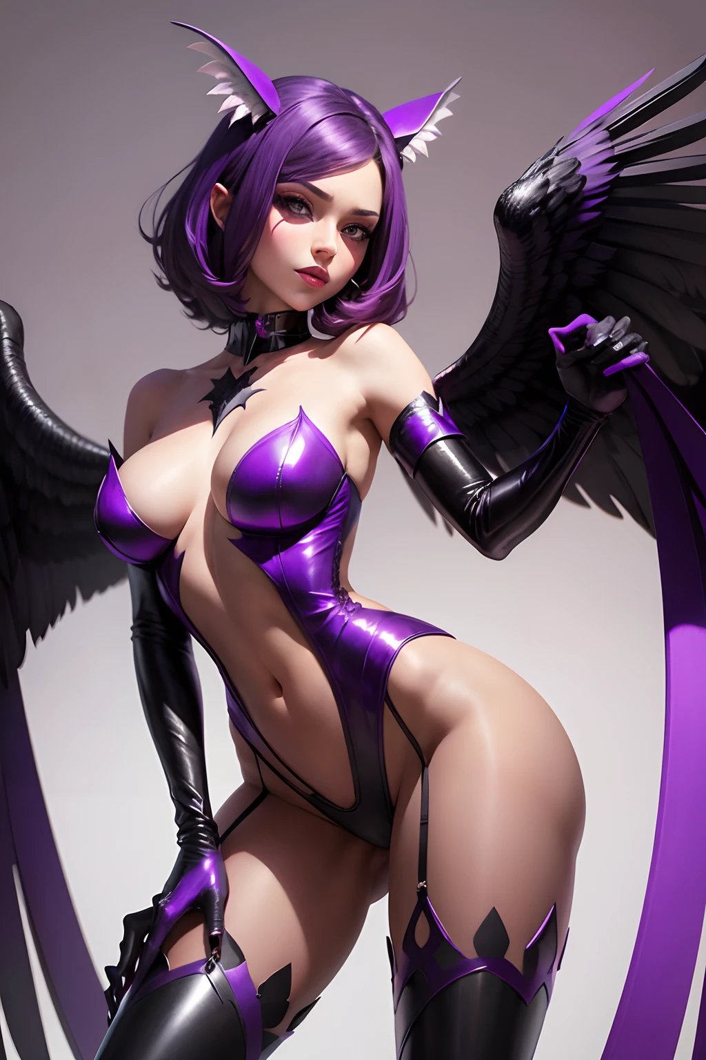 cockatrice, Black and purple, full bodyesbian, Long wings, sharp talons