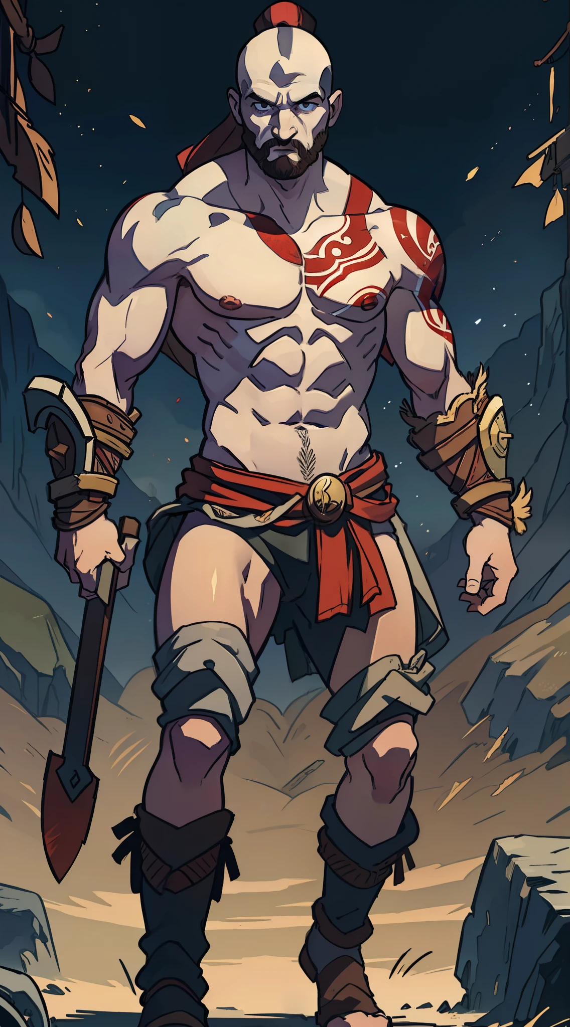 man, god of war, whole body