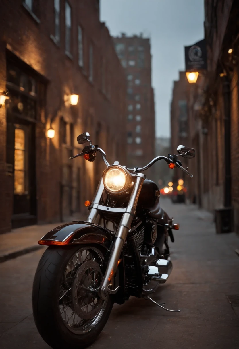 Detailed raw HD photo medium-distance photo (Harley Davidson) , showroom, parked in a parcade (darkly lit, dimly lit, discreet) grunge , menacing urban environment, metal tubes, concreating, decay, micro-details, hyperdetailed, raytracing, realism, crystal clear, photorealism, photorealistic,
(nocturnal, pitch, moody and dark:1.3) (bright headlights: 1.2)