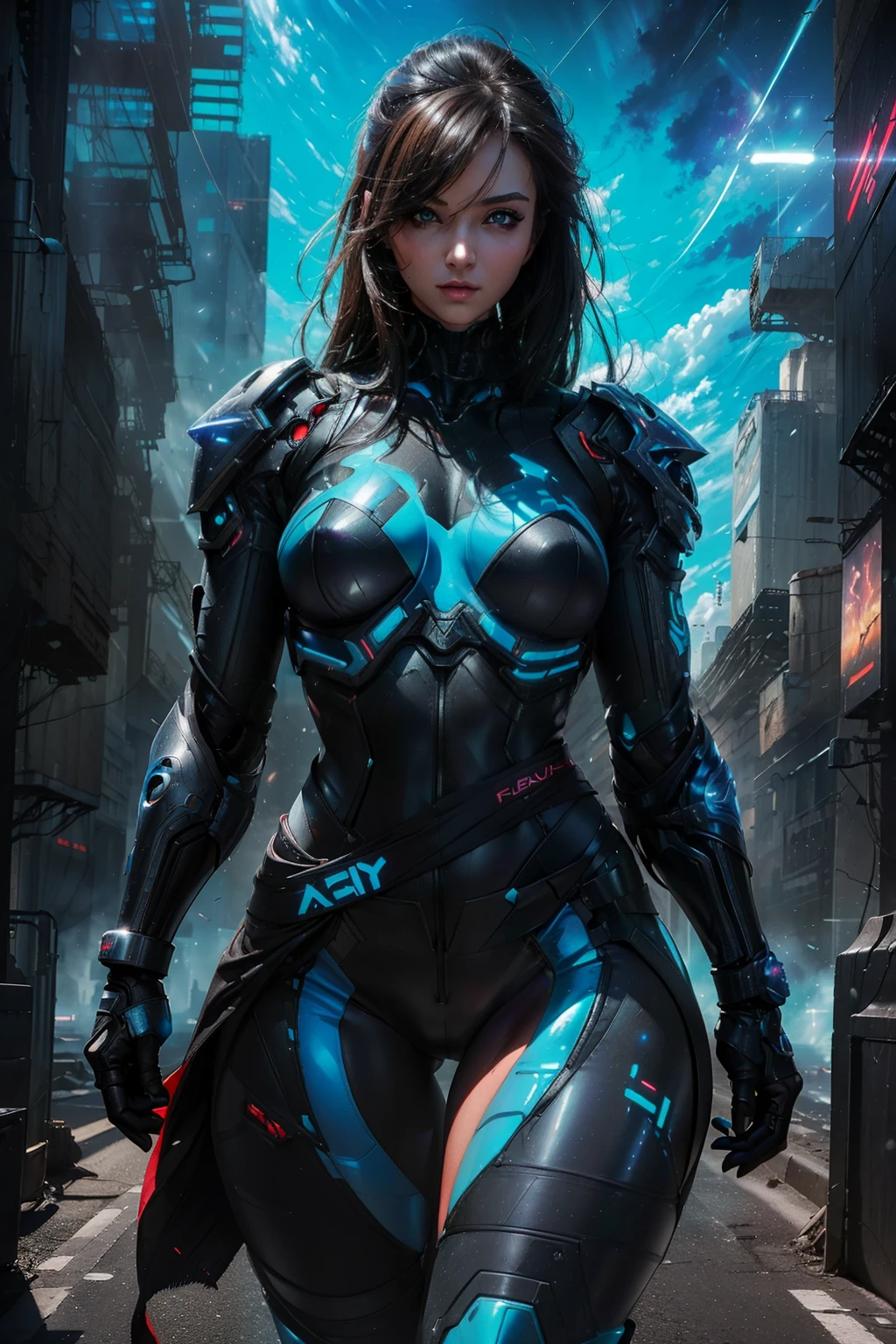 (((from face to the waist:1. 3)), (((beauty slim shape)))) best quality, hyperrealistic masterpiece, astonish anime beauty tight cyberpunk mech suit superheroine, portrait photorealist, perfect and realist skin, glowing sharp vivid colors eyes, HDR, 4k