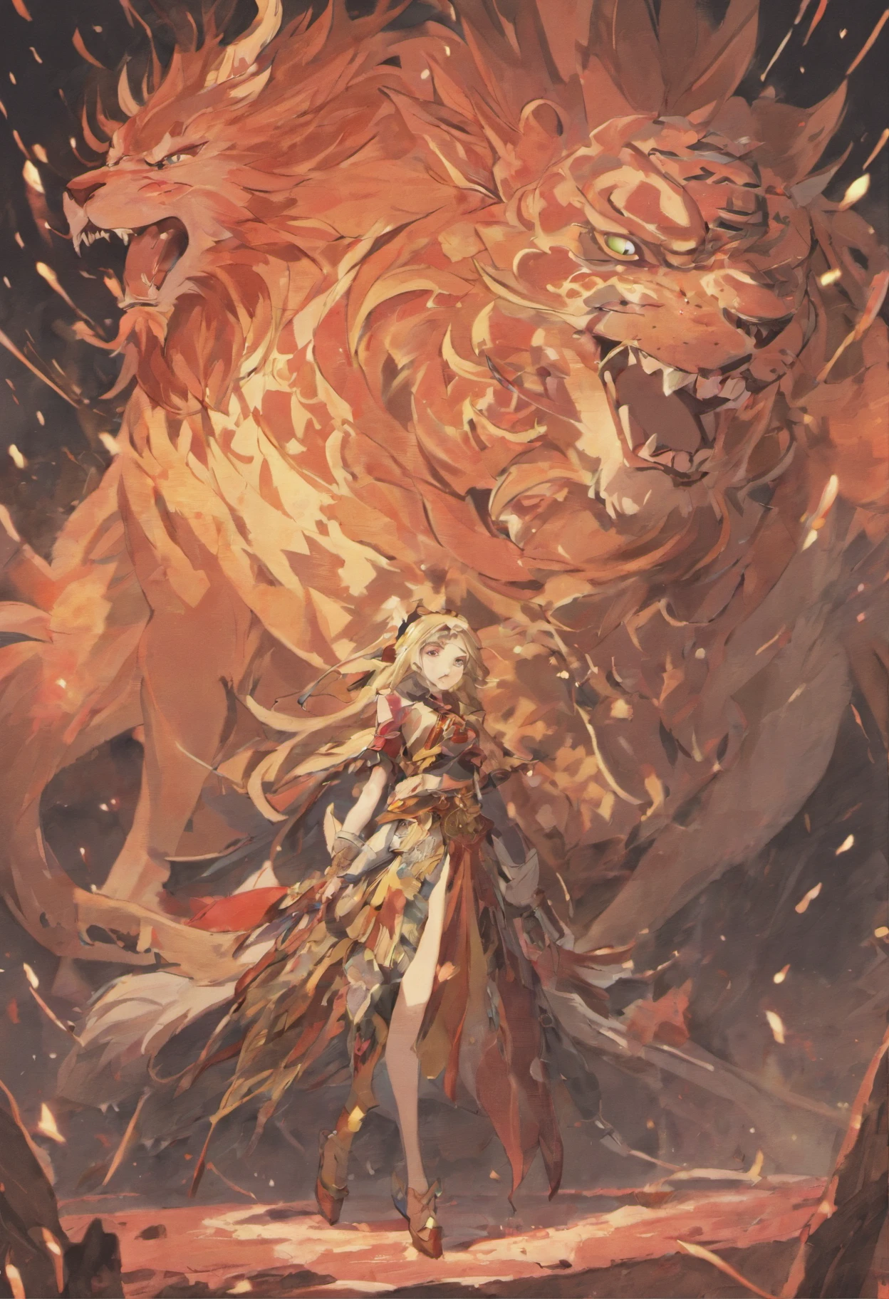 Nian Beast,A vicious beast in Chinese folk mythology and legend,Shaped like a hybrid of a lion and a dog,Huge size,Eldest son unicorn,He has snow-white fur,Red and white footprints can be seen everywhere, Handsome,Mountain and Sea Sutra,