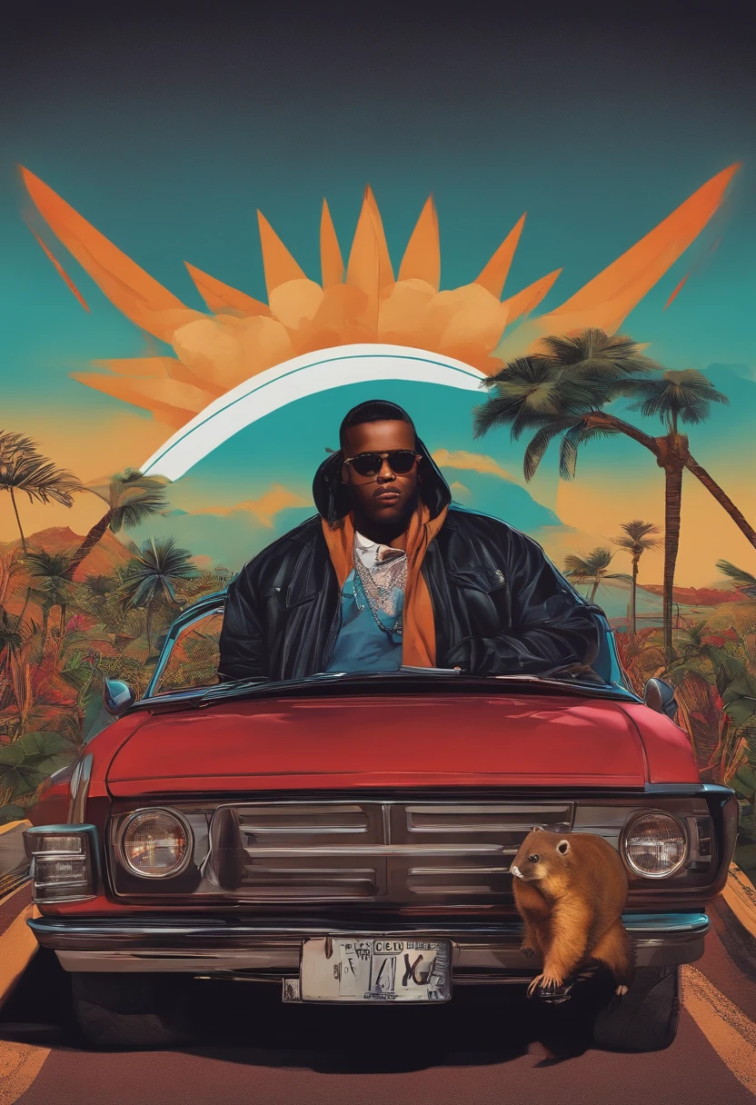 personagem, Marmota vida loca, thug life, cores vibrantes auto contraste, corpo inteiro