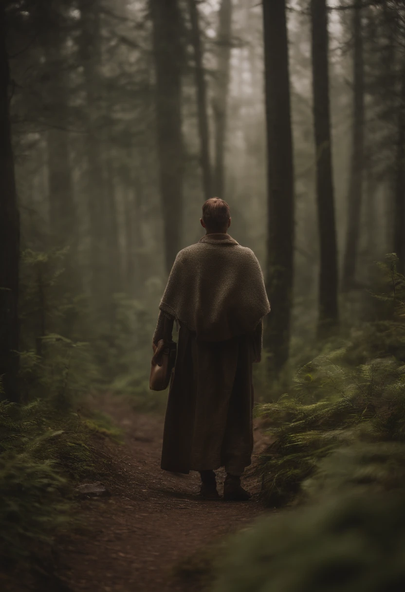 Generar una imagen que capture la esencia de un pueblo tranquilo envuelto por el presentimiento, Shady forests, evoking a sense of mystery