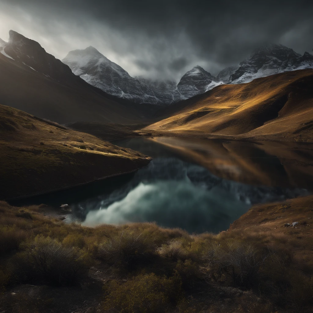 Create a modern artwork for an ai software company marketing campaign . visualise beautiful, flowing voice waveforms emphasizing the "Echoes Becoming Actions" theme. Colours: dark theme black grey white green. Combine it with a African mountain scene at night. Sound waves flowing over the mountain scene. Make a sleek elegant combination of technology and nature but prioritise the tech Style: futuristic, tech, crypto