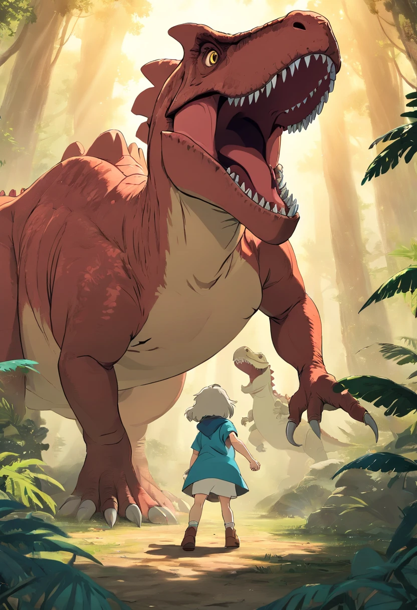 una feroz batalla entre un T-Rex y un triceratops, (La mejor calidad, 4k, Altas Resoluciones, Ultra detallado), Lucha intensa, rugidos y trompetas, Dusty prehistoric landscape, Sombras realistas, vivid colors, (Detallado, intrincado, elaborar) Escamas y texturas de dinosaurios, Dynamic Moves, (feroz, determinado) Expresiones en las caras de dinosaurios, (poderoso, muscular) Cuerpos, dientes afilados y cuernos, (big size ass, imponente) Size, (dramatic, dynamic) luci, (poderoso, energetic) Plantea, (tension, anticipation) En el aire,1 versus 1,sangre,cazando,defendiendose,lucha de vida o muerte