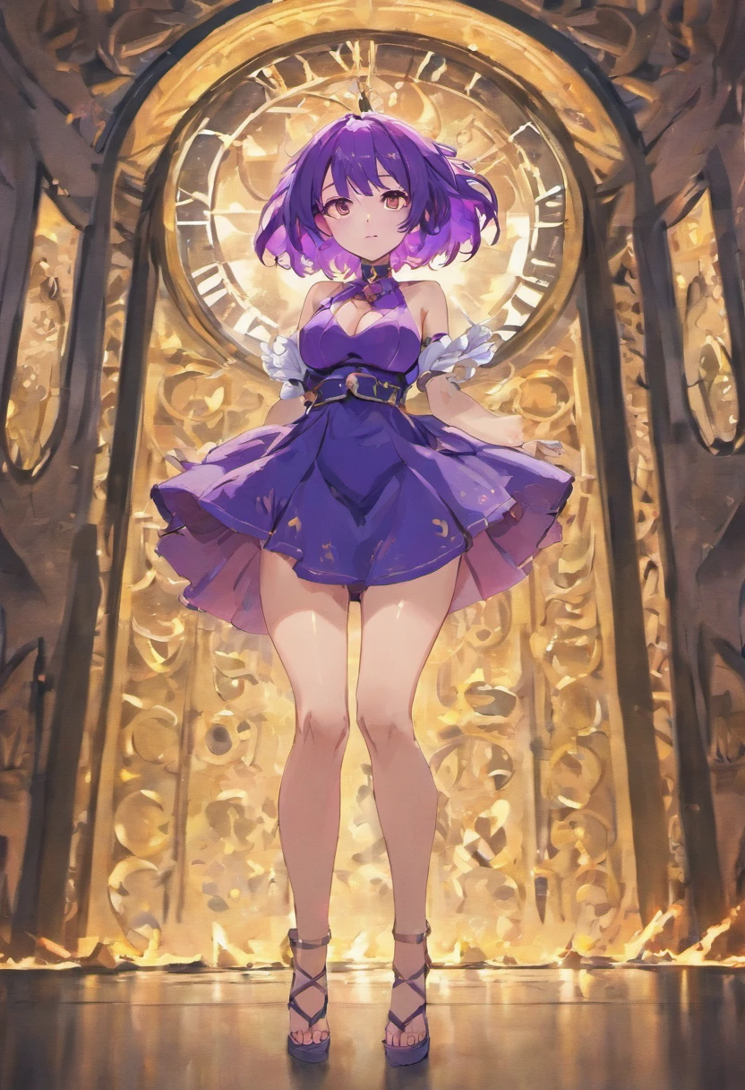 girl with clock eyes purple hair big breast barefoot busty