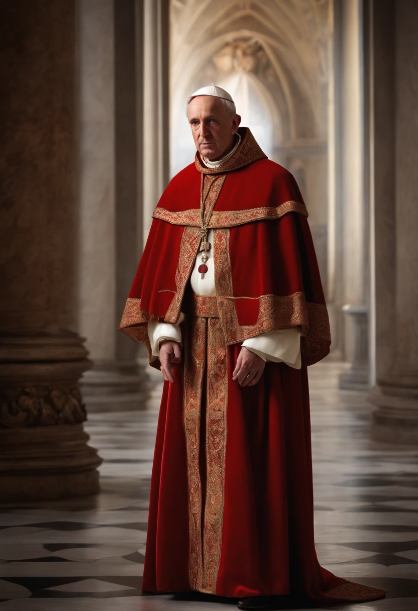 Pope from the 16th century with Renaissance robes of the time, ultra realistic