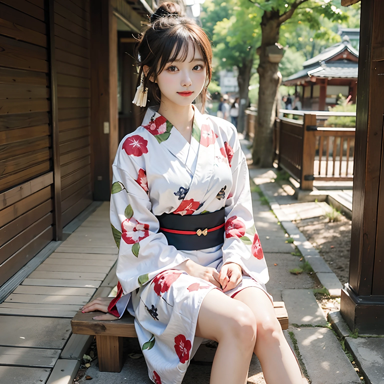 (masterpiece、high resolution、high quality)、Japanese beautiful girl:1.3、12-year-old elementary school student、Black Hair、Immature body、Beautiful body、Soaring、night、Laughter、Clear Eyes、、Beautiful Skin、Beautiful red and white kimono、Her breasts are exposed from her kimono、The kimono opens and the skin is visible、 fully visible、Children's body shape、Very small breasts、Small breasts、Flat Chest、Small cherry-colored areola、Beautiful erect nipples、Small butt、Shaved、Cool Summer、nightの夏祭り、Fireworks display、Professional Photography、Sitting with legs wide open、She spreads her legs wide open to show off her private parts.、Masturbating