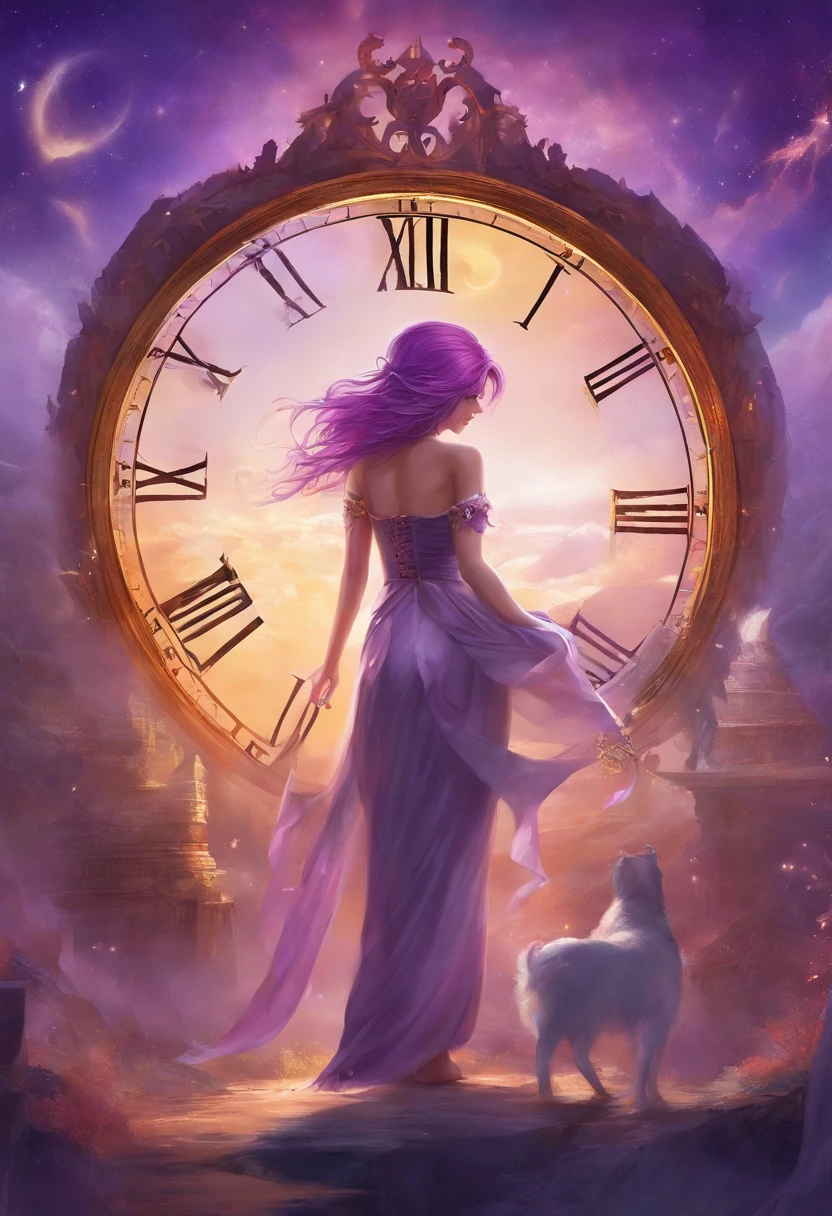 girl with clock eyes purple hair big breast barefoot busty