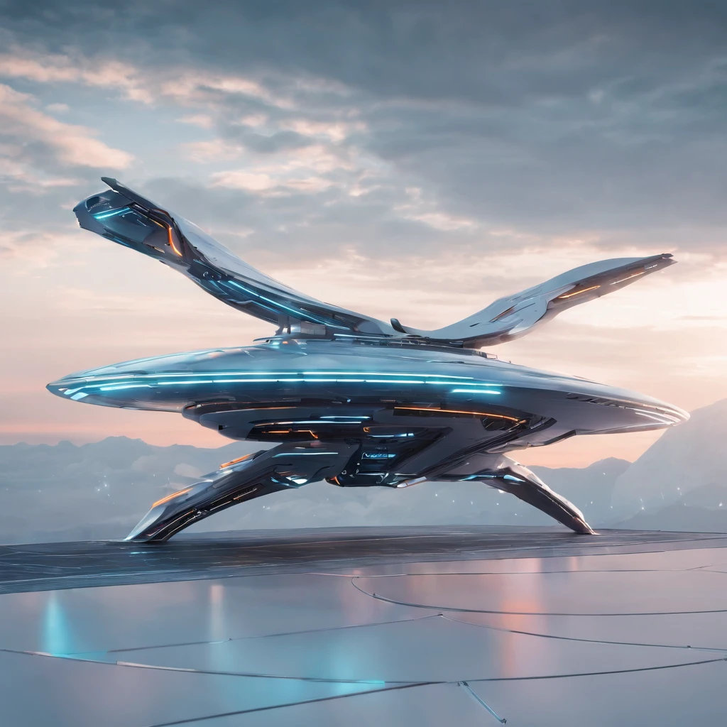 Spaceship with futuristic bird appearance Background Warship in futuristic shape flying 4K
