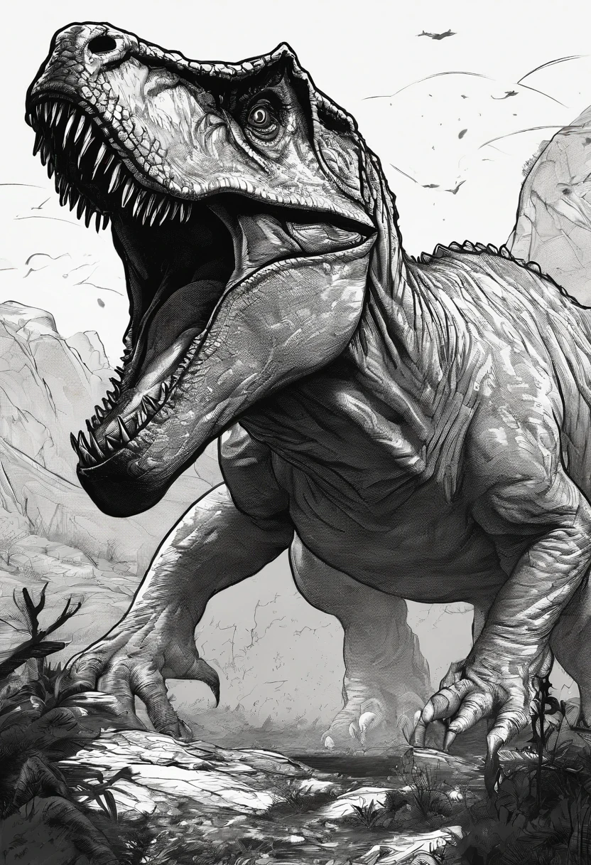 una feroz batalla entre un T-Rex y un triceratops, (La mejor calidad, 4k, Altas Resoluciones, Ultra detallado), Lucha intensa, rugidos y trompetas, Dusty prehistoric landscape, Sombras realistas, vivid colors, (Detallado, intrincado, elaborar) Escamas y texturas de dinosaurios, Dynamic Moves, (feroz, determinado) Expresiones en las caras de dinosaurios, (poderoso, muscular) Cuerpos, dientes afilados y cuernos, (big size ass, imponente) Size, (dramatic, dynamic) luci, (poderoso, energetic) Plantea, (tension, anticipation) En el aire,1 versus 1,sangre,cazando,defendiendose,lucha de vida o muerte