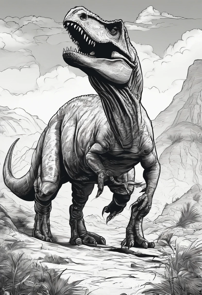 una feroz batalla entre un T-Rex y un triceratops, (La mejor calidad, 4k, Altas Resoluciones, Ultra detallado), Lucha intensa, rugidos y trompetas, Dusty prehistoric landscape, Sombras realistas, vivid colors, (Detallado, intrincado, elaborar) Escamas y texturas de dinosaurios, Dynamic Moves, (feroz, determinado) Expresiones en las caras de dinosaurios, (poderoso, muscular) Cuerpos, dientes afilados y cuernos, (big size ass, imponente) Size, (dramatic, dynamic) luci, (poderoso, energetic) Plantea, (tension, anticipation) En el aire,1 versus 1,sangre,cazando,defendiendose,lucha de vida o muerte