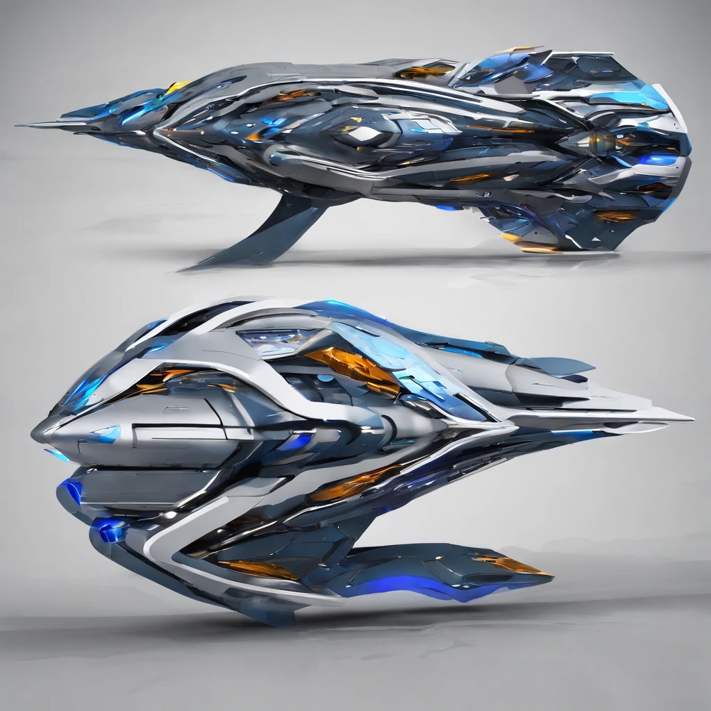 spacecraft with metal fish appearance, plastic. planos futurista fundo nave de guerra em forma futurista voando 4k