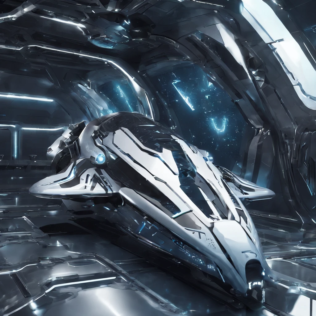 spacecraft with metal fish appearance, plastic. planos futurista fundo nave de guerra em forma futurista voando 4k