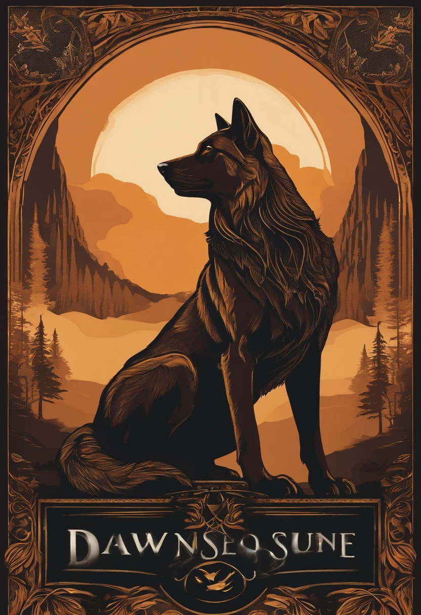 dawn sentinel logo with a wolf on the front, a portrait by Ivan Ranger, trending on deviantart, art nouveau, dawn setting, dawn, dawn lighting, sentinel, at dawn, dawn background, avatar for website, dawn mcteigue, during dawn, viewed in profile, dawn light, dawn cgsociety, jen bartel, dawn atmosphere, sitting down