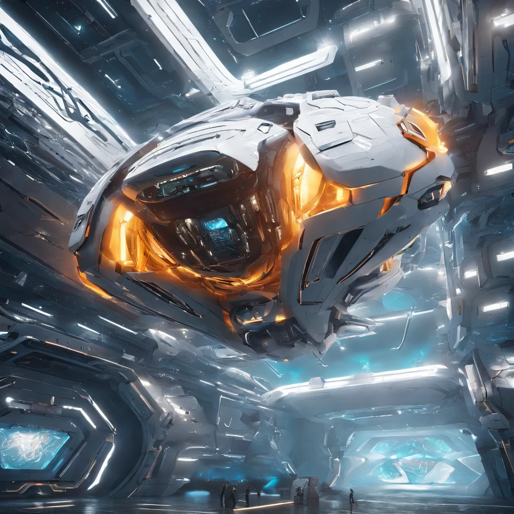 spacecraft with metal fish appearance, plastic, blindagem Liza. planos futurista fundo nave de guerra em forma futurista voando 4k