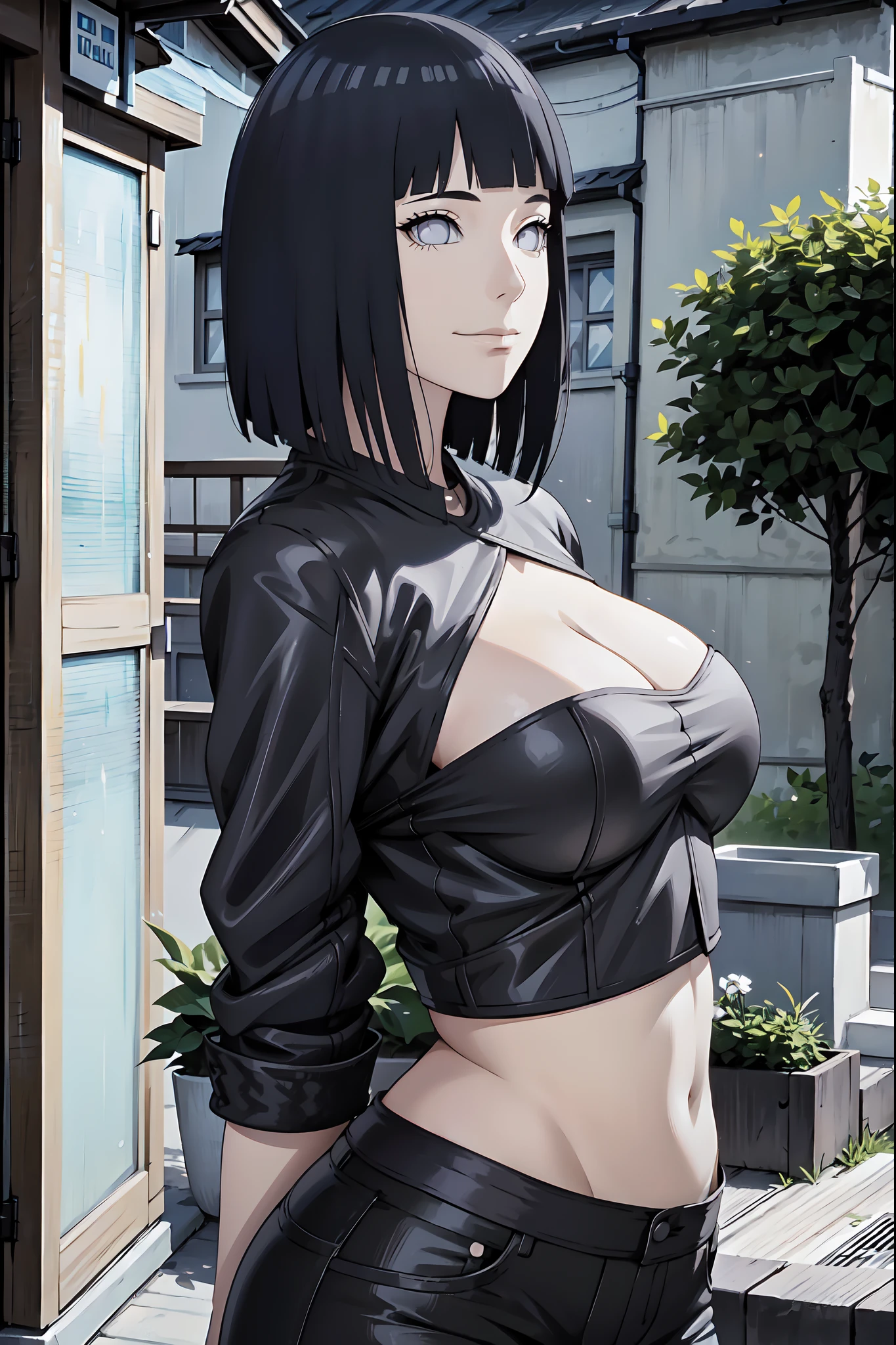 Meisterwerk,Sharpness,Scharfer Fokus,Scharfes Gesicht,Realistisches Haar,big boobs,sexy body,Atemberaubend Realistisch,High quality,verschwommener Hintergrund ,scharfer Fokus, Kontrastreiche Beleuchtung, Empfindliche Haut, High Resolution 8K, wahnsinnige Details, Realistisch, Professionelles Fotoshooting, 8K UHD, SPIEGELREFLEXKAMERA, sanfte Beleuchtung, High quality, filmgrain,stehend im Garten,full-length portrait,full entire body,arms behind back,Both arms are hidden behind the back,Hands are behind the back,cute smile,sexy croptop,Short hotpants,Front view