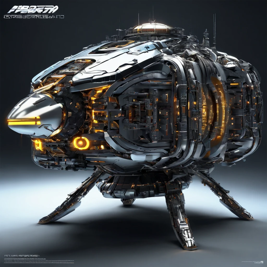 spacecraft with metal fish appearance, plastic, blindagem Liza. planos futurista fundo nave de guerra em forma futurista voando 4k
