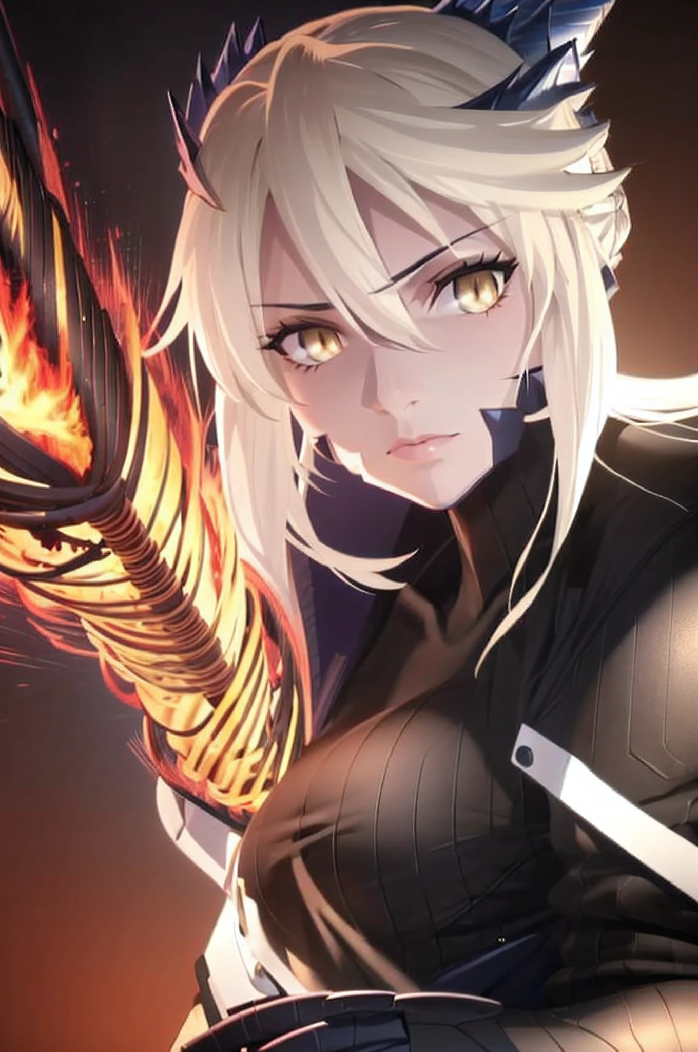 (best quality,ultra-detailed),(realistic,photorealistic,photo-realistic:1.37,HDR,UHD,yellow hair, detailed hair,studio lighting,extreme detail description,professional,vivid colors,bokeh,portraits,landscape),saber alter from fate heavens feel,3D rendering,sharp focus,vivid colors,dark atmosphere,glowing eyes,flowing black hair,red dress,dynamic pose,mysterious background,concept art style,warm color tone,dramatic lighting,showcasing every intricate detail of the character and scenery,creating a mesmerizing and immersive experience.(best quality,ultra-detailed,highres:1.2),vivid colors,realistic,detailed eyes,detailed lips,yellow eyes,long eyelashes,beautiful detailed eyes,beautiful detailed lips,focus on the eyes,subtle highlights in the eyes,meticulously painted eyes,gorgeous iris color,expressive gaze,intense eye contact,intimate portrayal,meticulously crafted details,captivating eye expressions,soft shadows around the eyes,color depth and richness,dynamic interplay of light and shadow,life-like textures,every eyelash intricately rendered,meticulous attention to eye anatomy,subtle variations in eye color,unforgettable eyes that draw you in