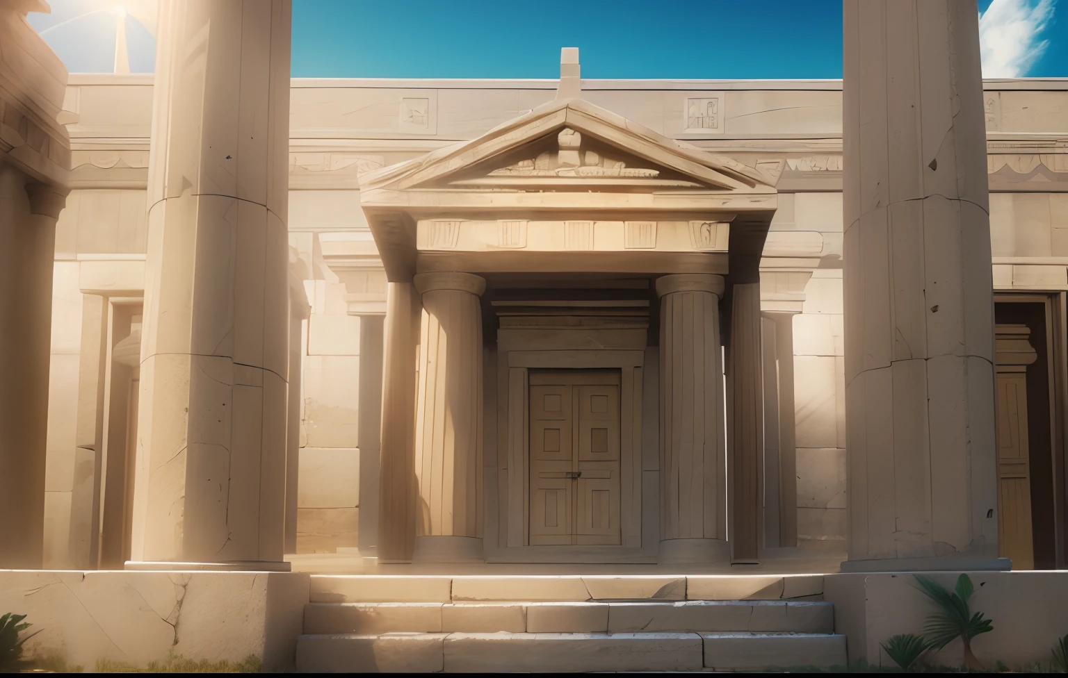 masterpiece, Highly detailed, super realistic, detailed background, bright Lighting, Daylight, 4k, 8k.
(Ancient Greek style temple),