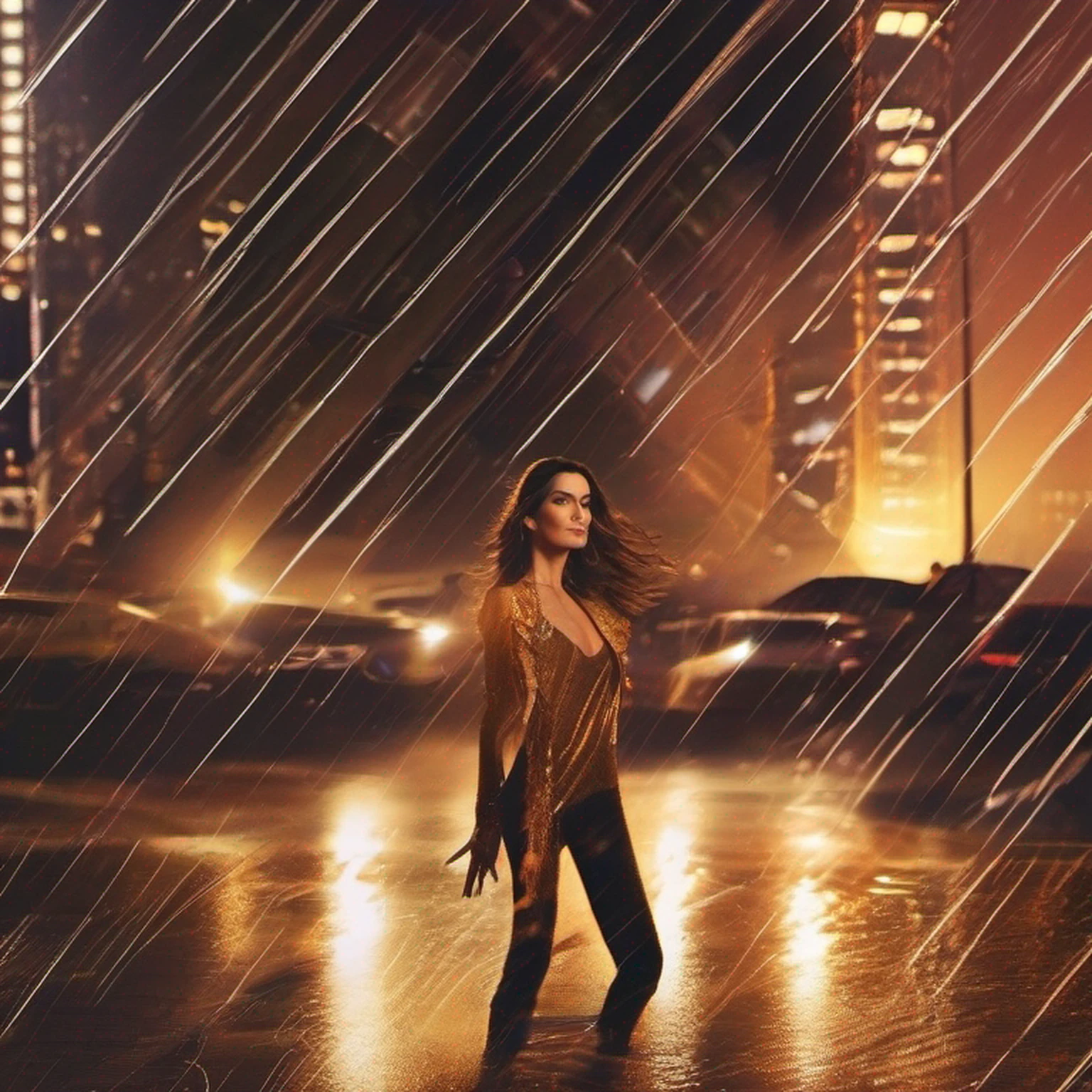 Sandra Bullock 25 anos, em traje marrom detalhado do Homem-Aranha, seios grandes, super hero pose, Standing in the city raining at sunset, hiperdetalhado, smoke billowing, Sparks, raios solares, (8k), realista, symmetr, Concedido, cinematographic lightning, Encharcado, filmes, 75 millimeters, Scratches, foto de corpo inteiro, Close-up, roupas rasgadas e sujas, rosto detalhado