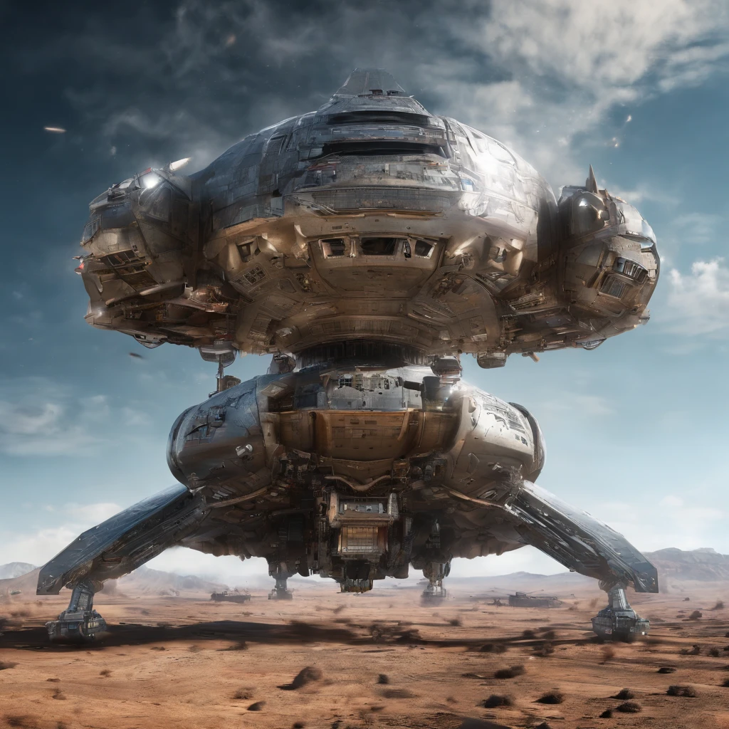 spacecraft with metal jet appearance, plastic, blindagem Liza. planos futurista fundo nave de guerra em forma futurista voando 4k