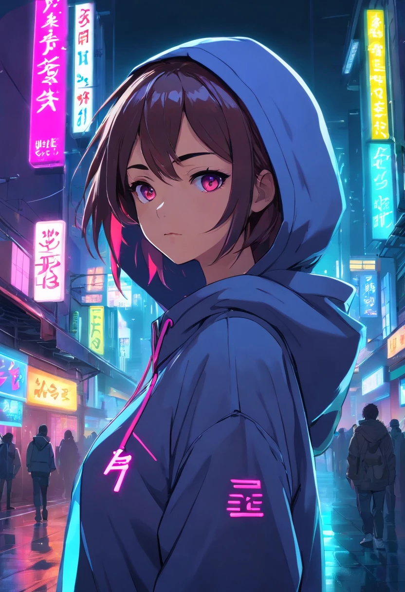Girl in hoodie with a neon ninja mask, Phantom Neon, neon and dark, Imagen principal 1024px, Hintergrundgrafik, Estilo de arte oscuro, Neon-Cyberpunk, Sonrisa malvada y ojos brillantes, Arte Synthwave, Black neon, Estilo de arte cyberpunk, Estilo espeluznante, Brillante resplandor cyberpunk, Digital Neon Art, Fondo de pantalla 4k, Fondo de pantalla 4 K