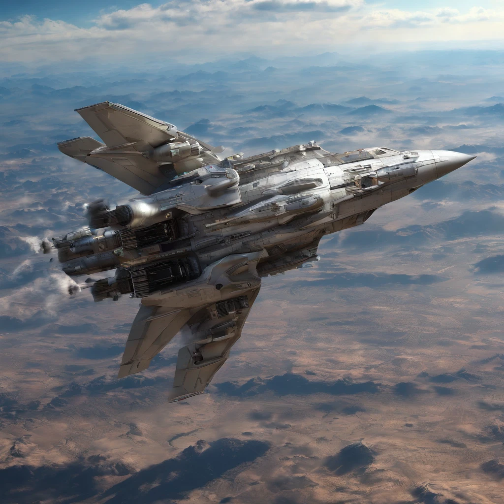 spacecraft with fighter jet appearance, metal, plastic, blindagem Liza. planos futurista fundo nave de guerra em forma futurista voando 4k
