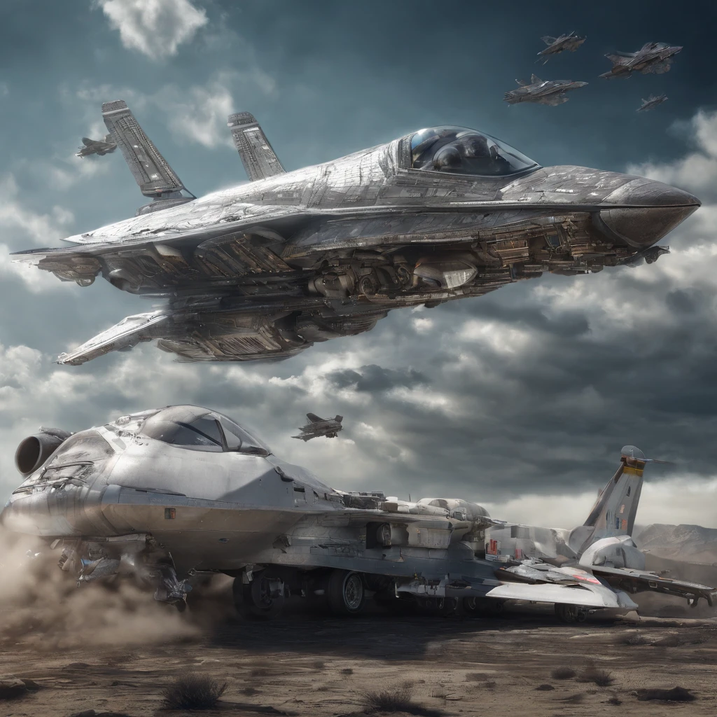 spacecraft with fighter jet appearance, polimento metal, plastic, blindagem Liza. planos futurista fundo nave de guerra em forma futurista voando 4k