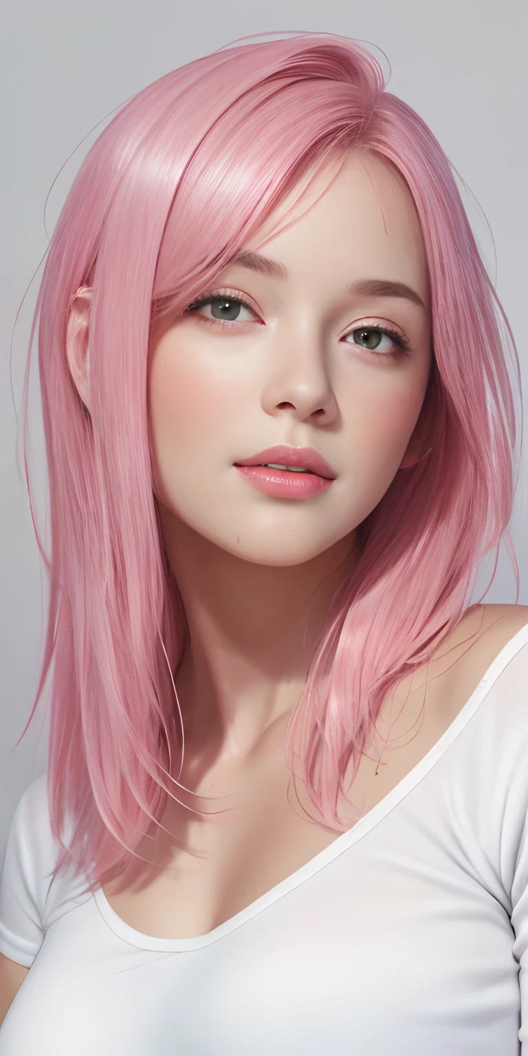 masterpiece,best quality,photo realistic,asda,face,1girl,head,thick lips, pink hair,sitting ,wet,shiny skin, mix4,