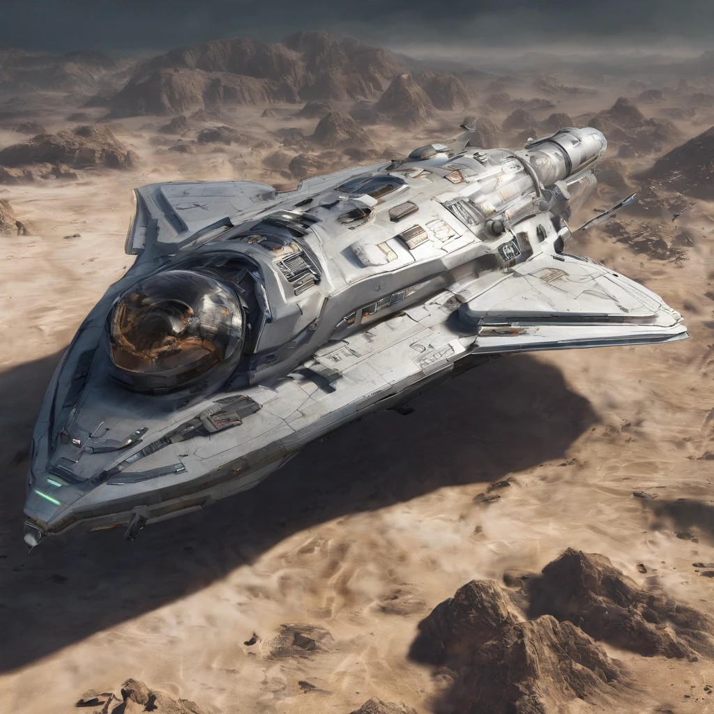 Combat spacecraft, 50 metros de comprometo, blindagem Liza. planos futurista fundo nave de guerra em forma futurista voando 4k