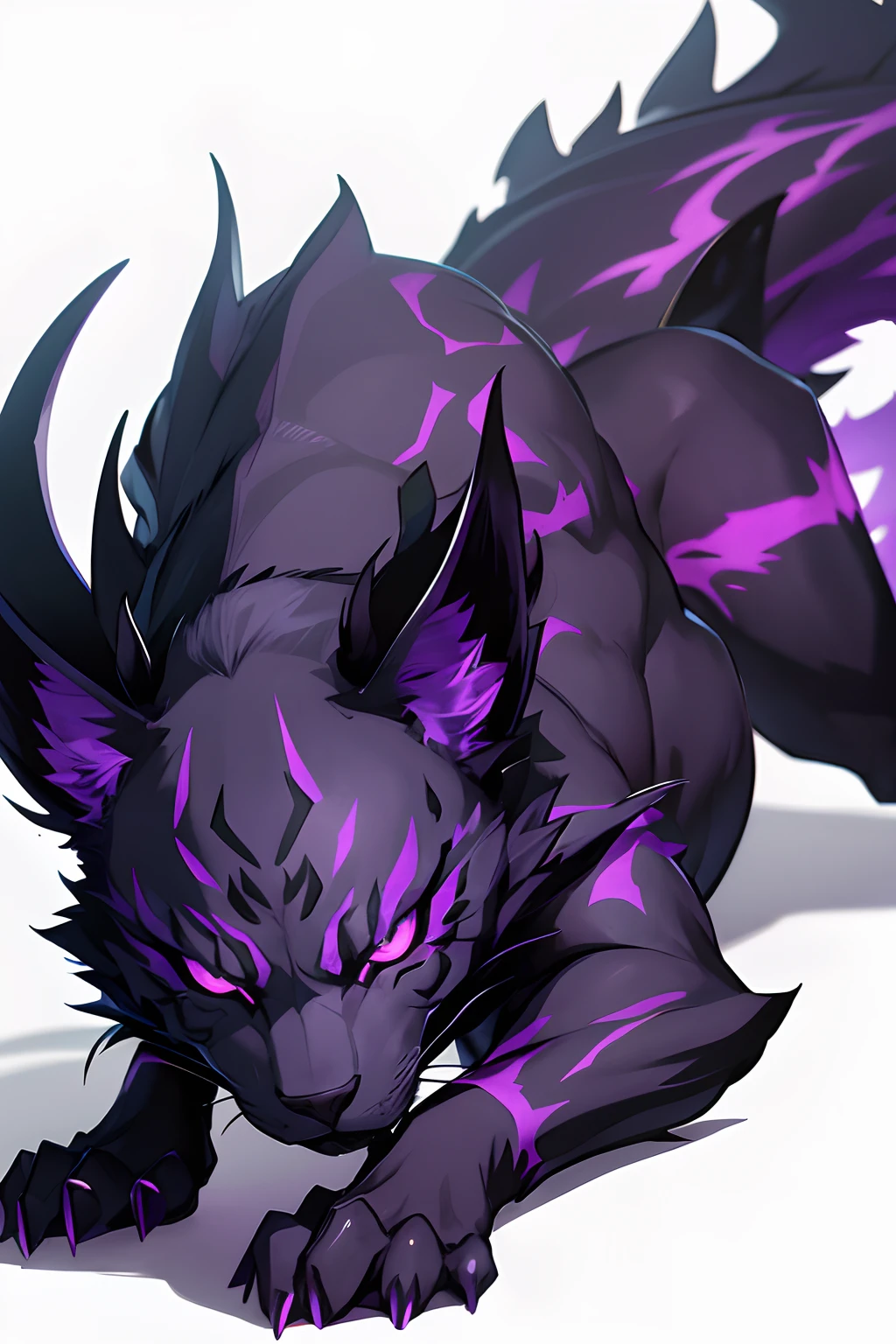 Undead shadow panther, creature, black and purple shadow, shine, one creature only per photo