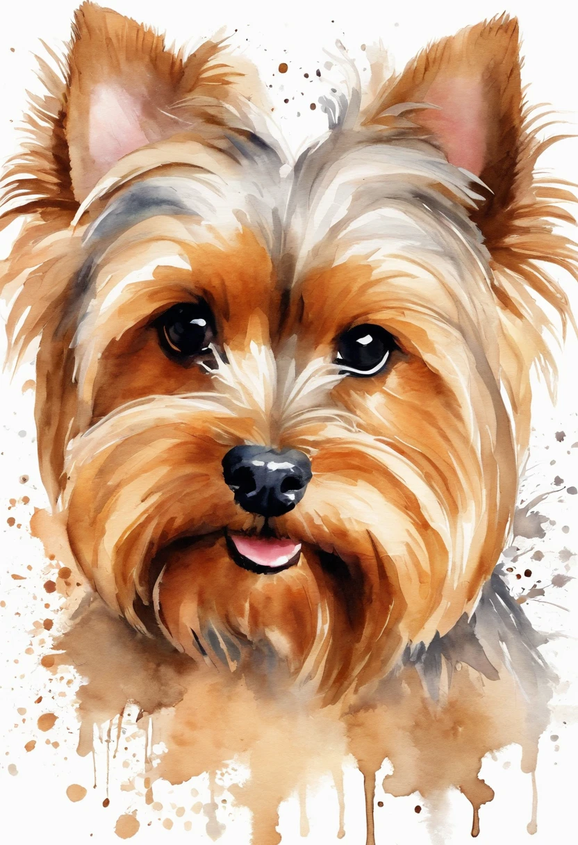 ((Cheems))，yorkshire terrier, yorkie, T-shirt design vectorial art,white backgrounid, contours, Sticker, Clean white background, Professional vector, High detail, paint splats