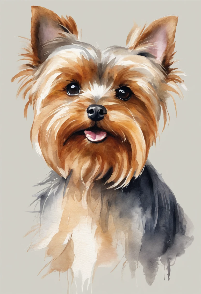 ((Cheems)),Yorkshire terrier, yorkie, Tongue poking out, T-shirt design vectorial art, white background, contours, Sticker, Clean white background, Professional vector, High detail,