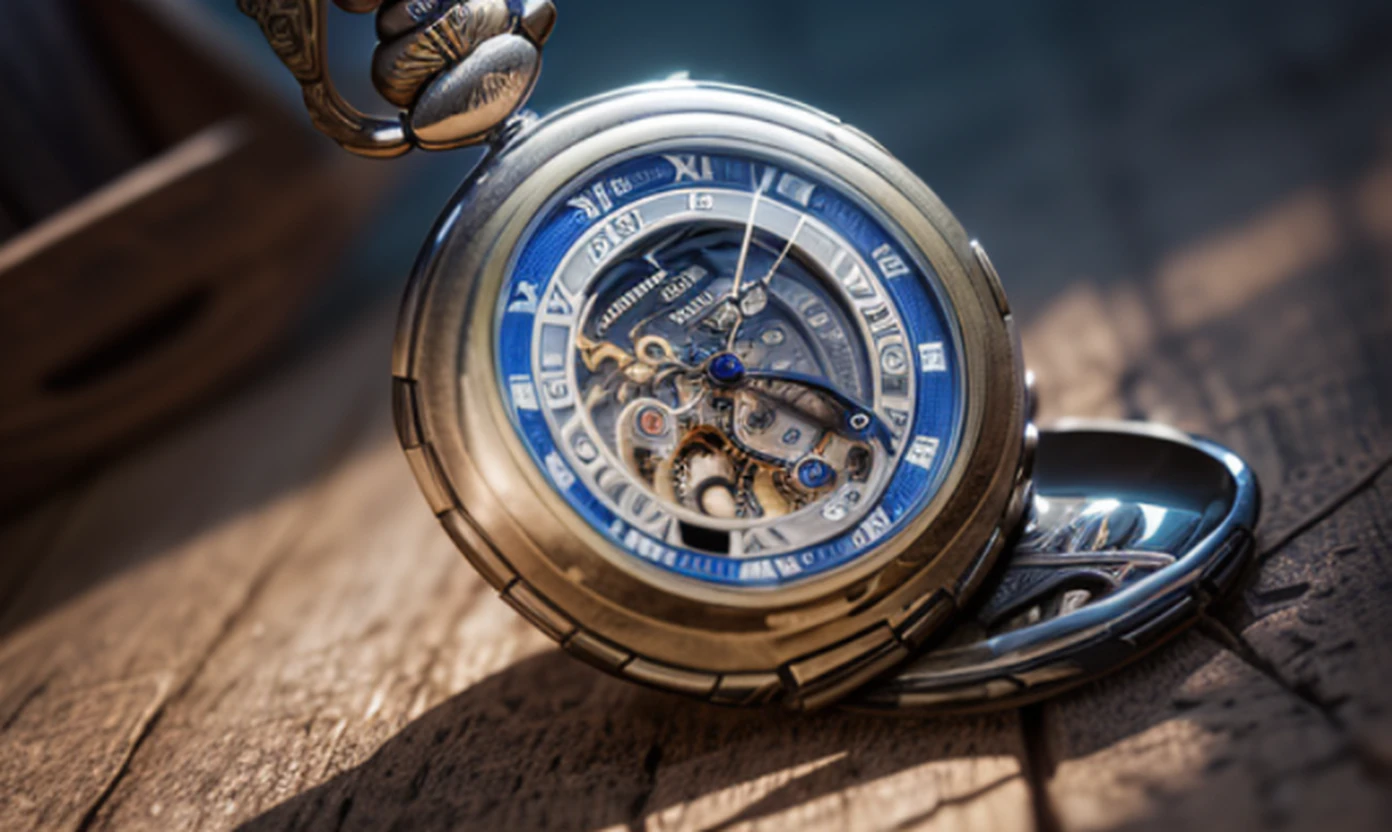(giant pocket watch:1.5), A stunning digital artwork in the 2.5D style brings to life the mysterious and enchanting theme, enigmatic atmosphere, mesmerizing blend of digital art techniques. This artwork is a true masterpiece, captivating and inviting viewers to delve into a world of wonder. (stunning, mysterious, enchanting), (intricate details:1.4), (mesmerizing blend of digital art techniques:1.5), (true --auto