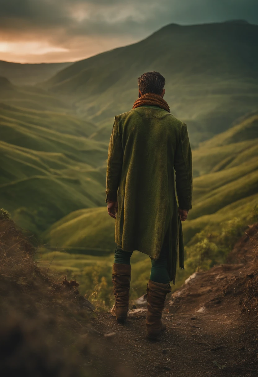 Homen com a pele verde e corpo grande, roupas rasgadas, borracha amarrada nos punhos, hd, foto realista, fantasia, Post-apocalyptic world