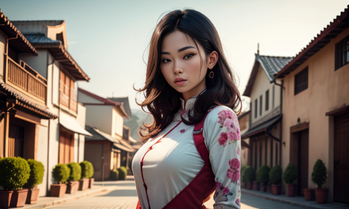 Garota bonita, 22 anos, Realistic Asian, trabalho mestre, melhor qualidade de imagem, maior qualidade, alto detalhe, super high res, 8k resolution, a delicate facial features, menina, tatuagens, olhos brilhantes, cabelo longos, detalhes do cabelo, [[Olhe para longe, olhe para o lado, Emphasize the scenery and pay attention to every detail, vestimenta estilo magico, noite, starsky, flores voadoras. Cachoeiras, montanhas, Dragons circling, Chinese courtyard background --auto