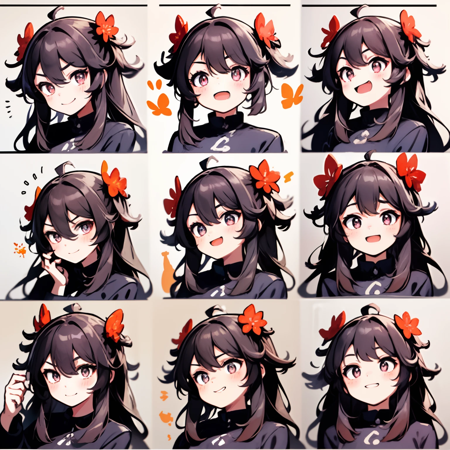 1 Cute Girl，9 tables，9 poses and expressions，Different emotions，10