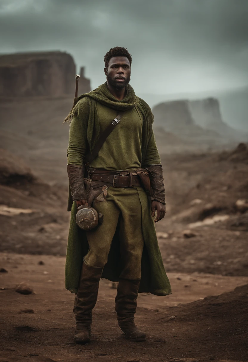 Homen com a pele verde e corpo grande, roupas rasgadas, borracha amarrada nos punhos, hd, foto realista, fantasia, Post-apocalyptic world