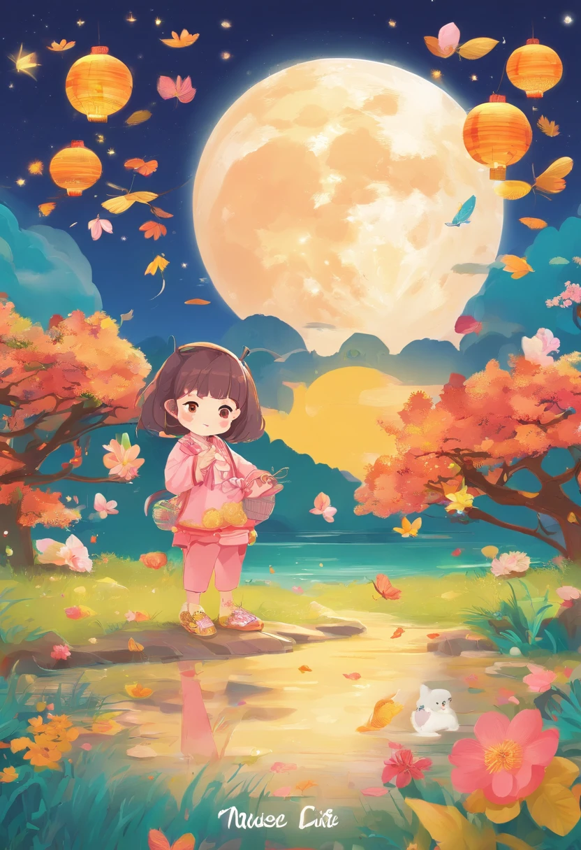 Mid-Autumn Night，Mid-Autumn Festival，themoon，rays of moonlight，high qulity，autumn scenery，Chinese atmosphere