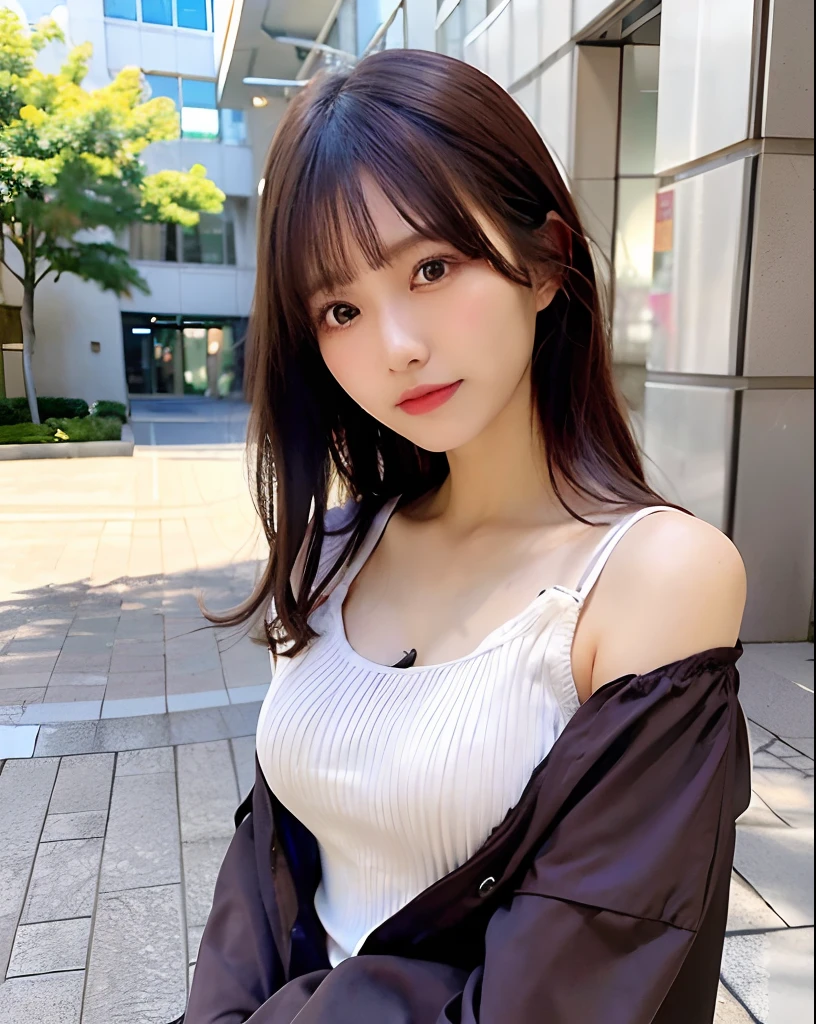 masterpiece、1 beautiful girl、Detailed eyes、Puffy eyes、highest quality, 超A high resolution, (Reality: 1.4), Cinema Lighting、Japanese、Asian Beauty、Super Beauty、Beautiful Skin、Slender、Body facing forward、(Surreal)、(High resolution)、(8k)、(Very detailed)、(Beautiful and detailed eyes)、(Ultra-detailed)、 (wall-)、Detailed face、Bright lighting、Professional Lighting、View your viewers、Look straight ahead、(The costume is a knit dress)、Long Hair, My hair is messy, Asymmetrical bangs, 、Night Scenery、Brown Hair、Japan is an idol、Korean Idol、Gravure idol pose、、Age 21、expensive, smile,
