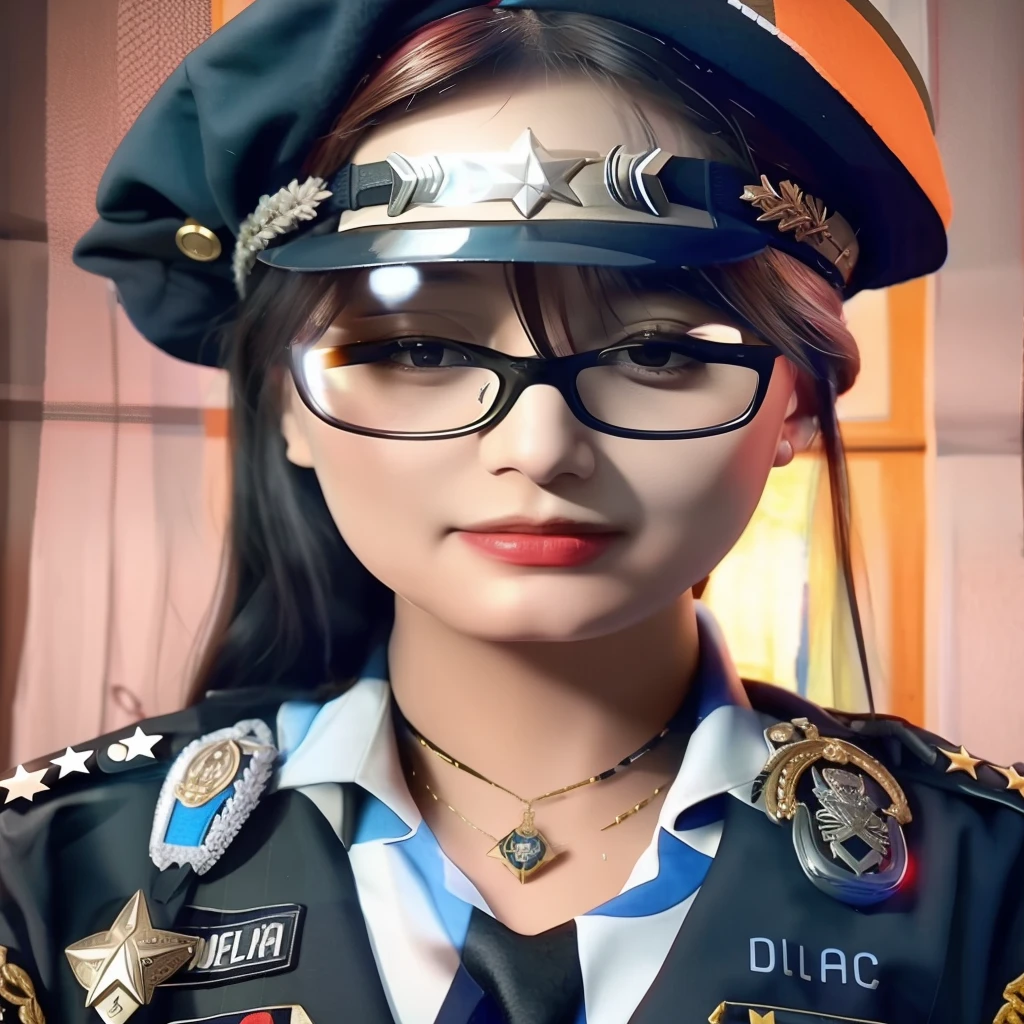 beautiful japanese woman 24 years old police officer, completely blue haired, very long hair, perfect body, slim face, asian eyes, medium breasts, wearing police uniform, black skirt and white blouse, shoulder straps, cap, in police station,full body shot, masterpiece, best quality, highres, 4k, ray tracing, intricate details, highly detailed, <lora:Facials:0.6> facial, cum, cum on face, cum on breasts, cum on stomach, covered in cum, perfect facial