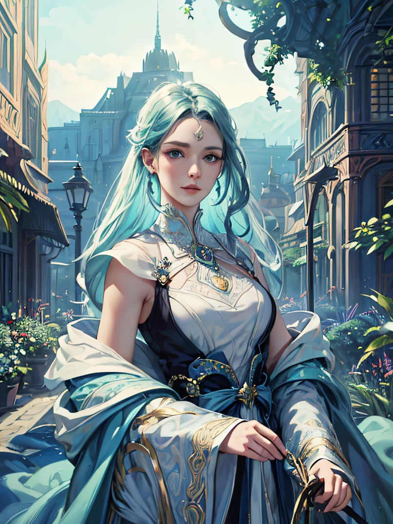 (((​masterpiece)))、(((top-quality)))、((ultra-detailliert))、highly detailed CGillustration、((extremely delicate and beautiful))、Official art、portrait of a beautiful woman、4/5 shots、Cinematic Light、Exquisite beauty and captivating aesthetics、Convincing characters、Visually appealing environment、ighly detailed、Graceful and seductive figure、Graceful aura、enchanting eyes with bright colors and delicate shading、Complex facial features、Elaborate patterns that blend fantasy and contemporary fashion、Flowing fabric、Clothes with rich texture design、Breathtaking natural landscapes、Bustling futuristic cityscape、Mystical realm filled with magical elements、vivd colour、Dynamic lighting、Detailed background elements、Depth and immersion、Unique lighting effects、Creative drawing techniques、Unconventional color palette、camera: Character beauty、Depth and mood、intricate detailes、Look at viewers、A detailed face