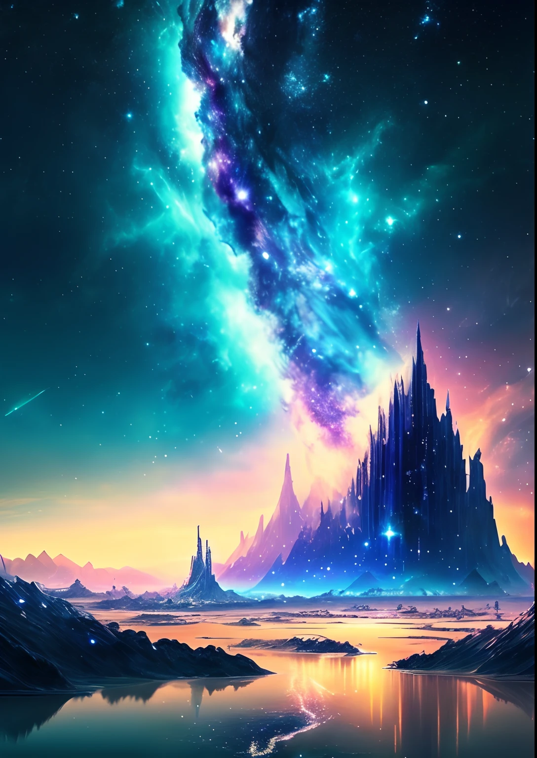 dreamlikeart, galaxy, outer space, nebula, star, [cyberpunked] River of the Stars (star:1.5),
