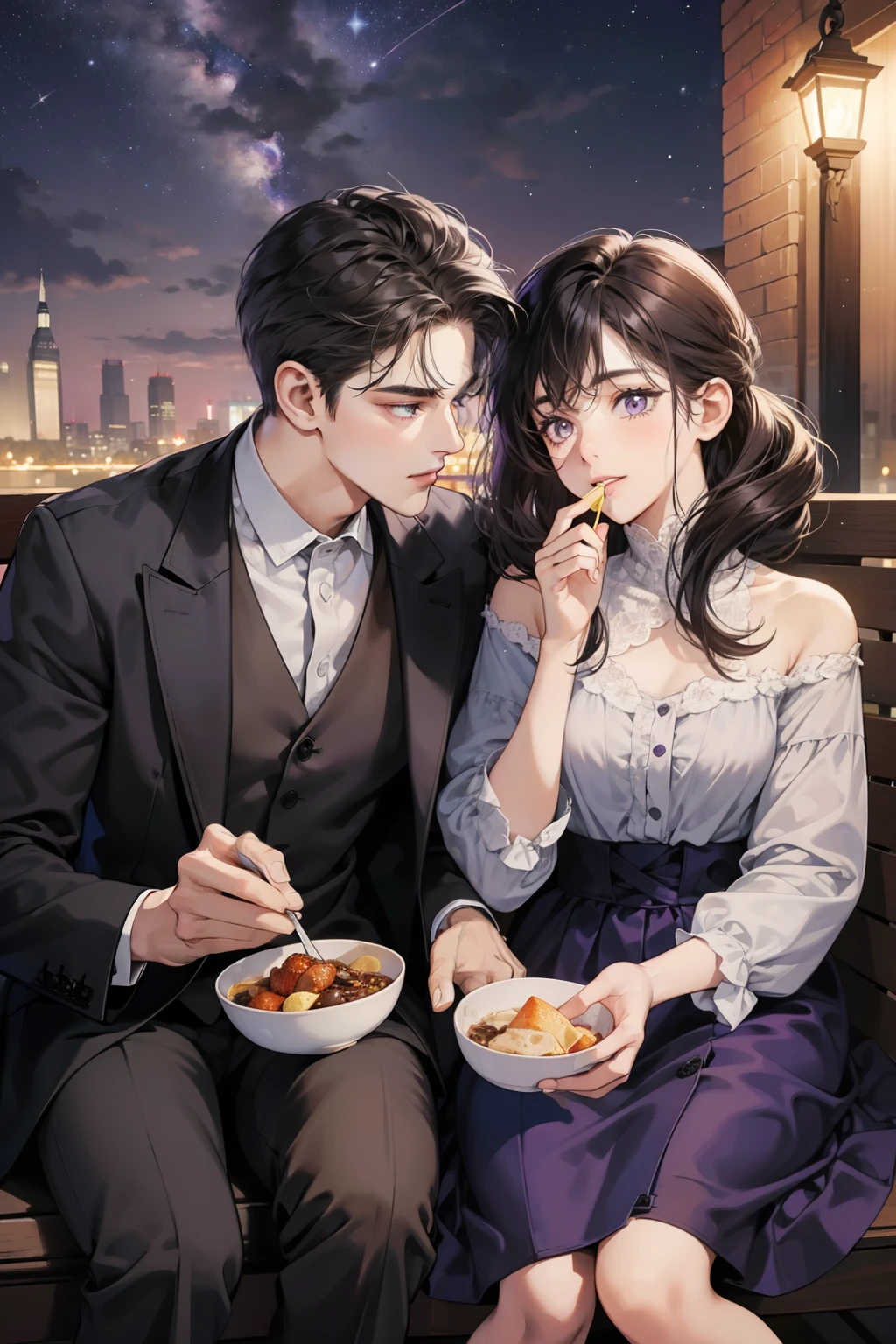 Duan、A delightful、a couple 、dining
