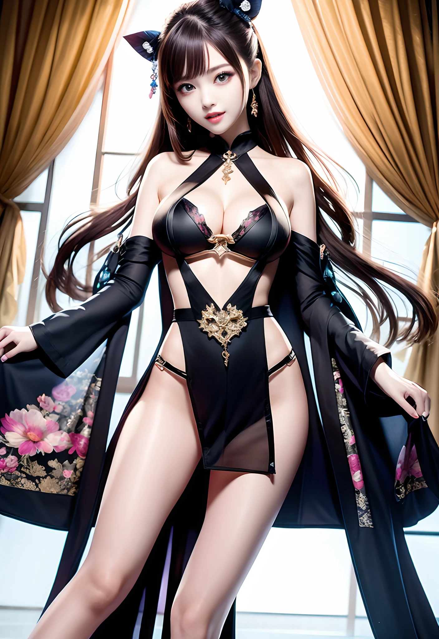 Real of photo China girl , tower background, bikini