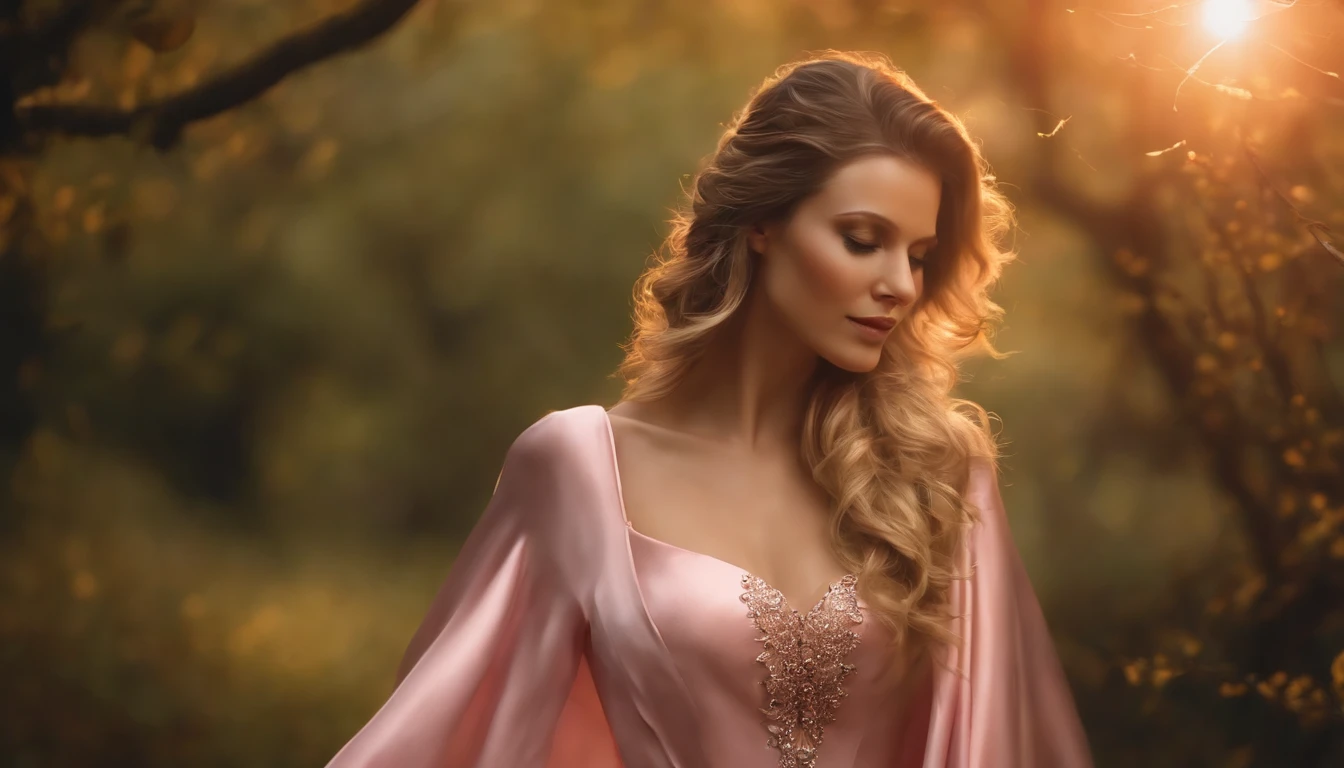 A woman in a light pink dress standing in a cherry forest, Artgerm, paisagem realista, Artgerm detalhado, olhos perfeitos, rosto perfeito, Ultra Detalhado, tiro de corpo inteiro, (Skindentation: 1.5), realista, realista, (obra-prima: 1.5), arte conceitual, detalhes intrincados, altamente detalhado, realista, octane rendering, 8K, motor irreal, dinamic pose, melhor qualidade, alta resolução, (rosto realista: 1.1), (hiper-realismo: 1.1) , ((full_body)), olhos perfeitos, (pele brilhante: 1.2), ((penteado))), ((perfect hands))), (fundo muito detalhado), ((dynamic background), ((lightning), (lightning), ((1girl)), Vestindo um manto, (((Manto de fluxo))), ((Olhos detalhados, Olhos de alta qualidade, Rosto de alta qualidade)), vestido rosa claro extremamente complexos, magical robes), casting lightning, eletricidade, spinning flame, radiation, spark, smoke, magia, (dramatic), epic, campo de batalha, profundidade de campo, bokeh, 4k, gotica, cinzas, particules --auto